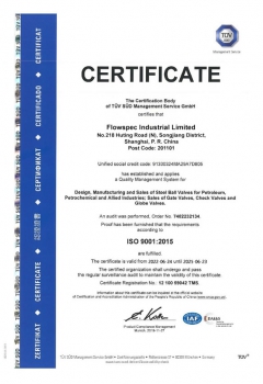FLOWSPEC LUOKAI ISO9001 CERTIFICATE 600X848