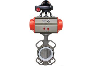 Pneumatic Universal Butterfly Valve PTFE Lined