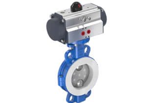 Pneumatic Wafer Butterfly Valve PTFE Lined