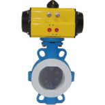 Pneumatic Wafer Butterfly Valve PTFE Lined