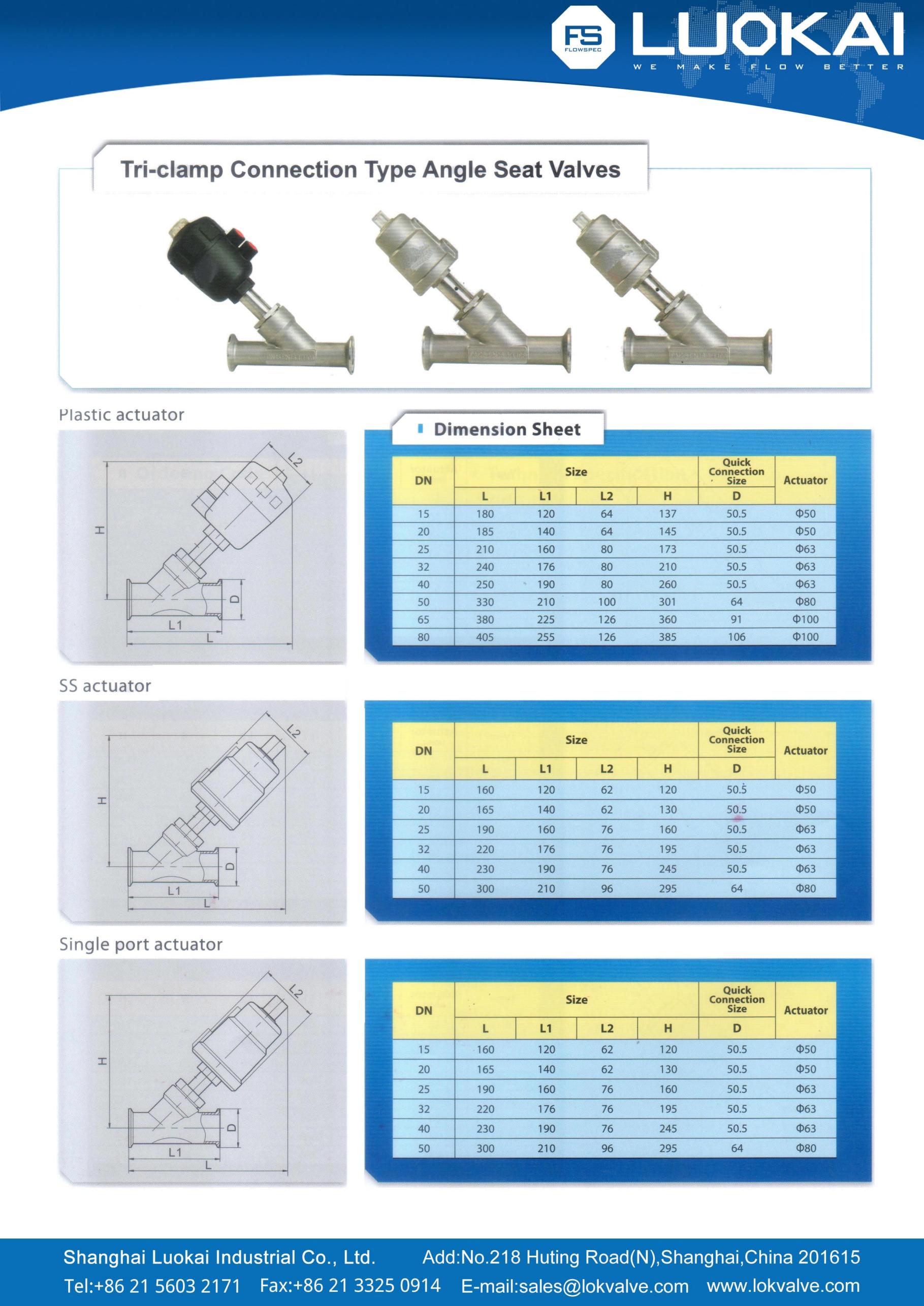 Pneumatic Angle Seat Valve — Clamp Type