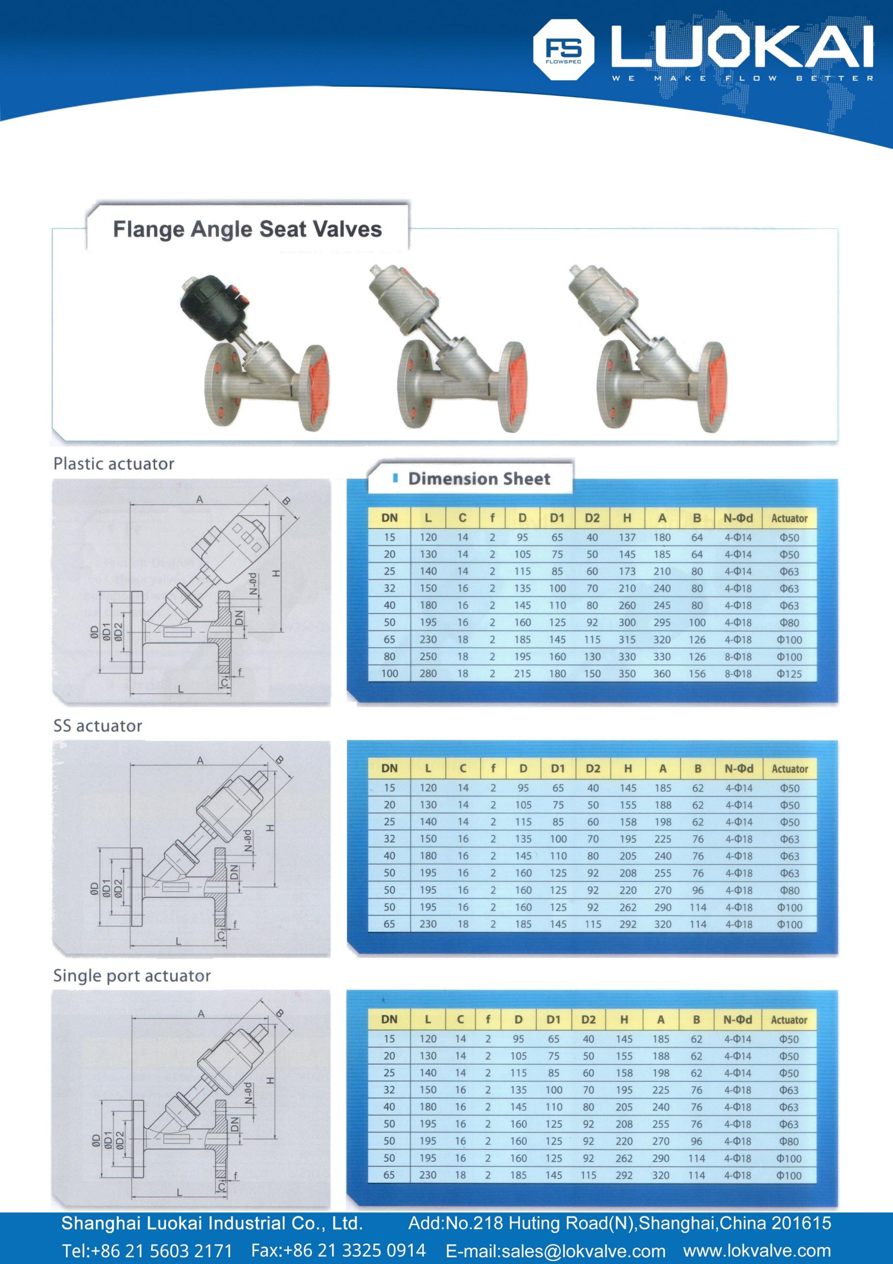 Pneumatic Angle Seat Valve — Flanged Type
