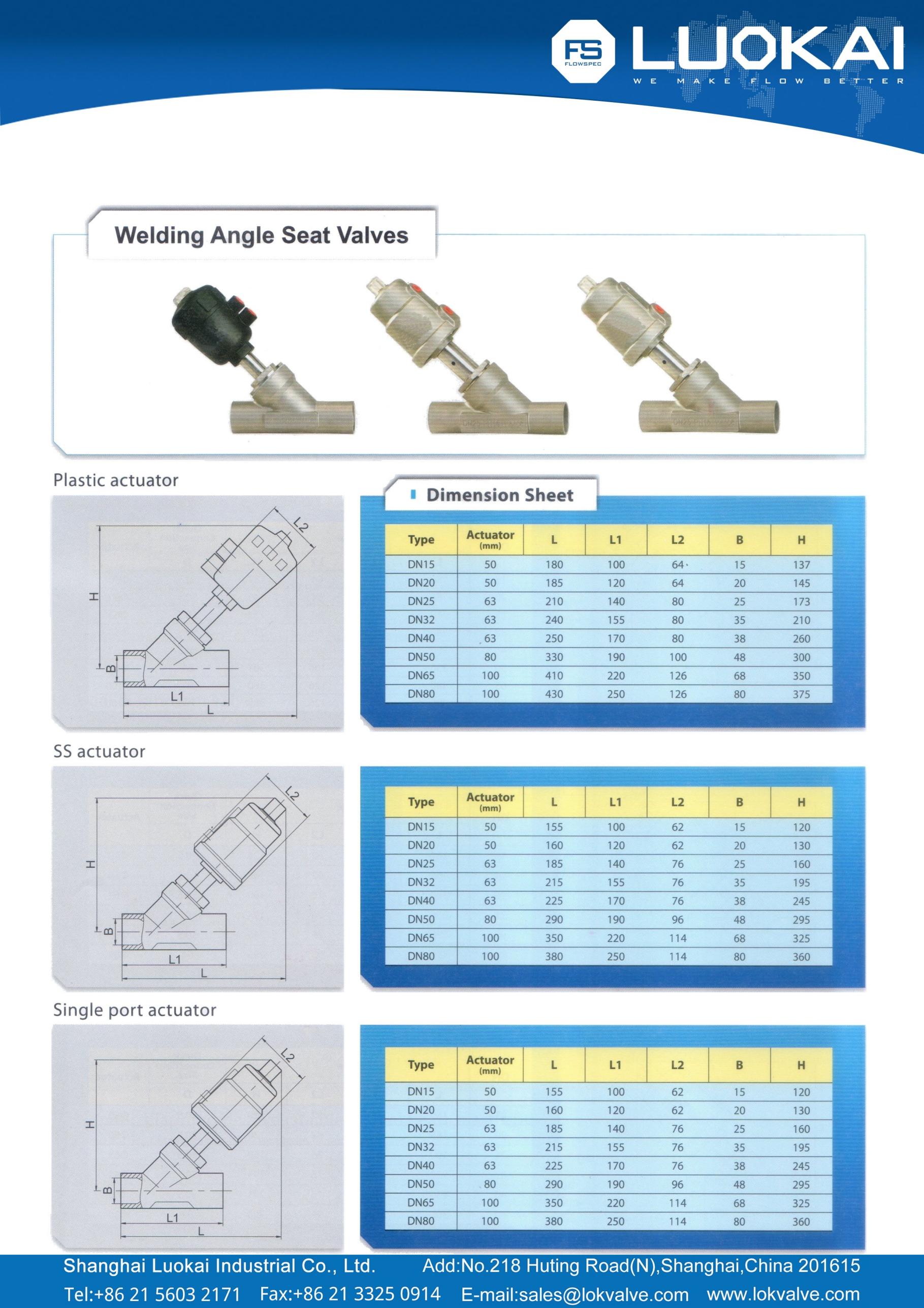 Pneumatic Angle Seat Valve — Welded Type